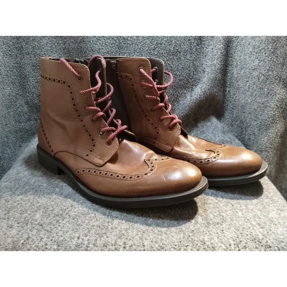 Unlisted Cole Productions Men’s Boots Blind Sided Brown Zip up Size 9 Wingtip